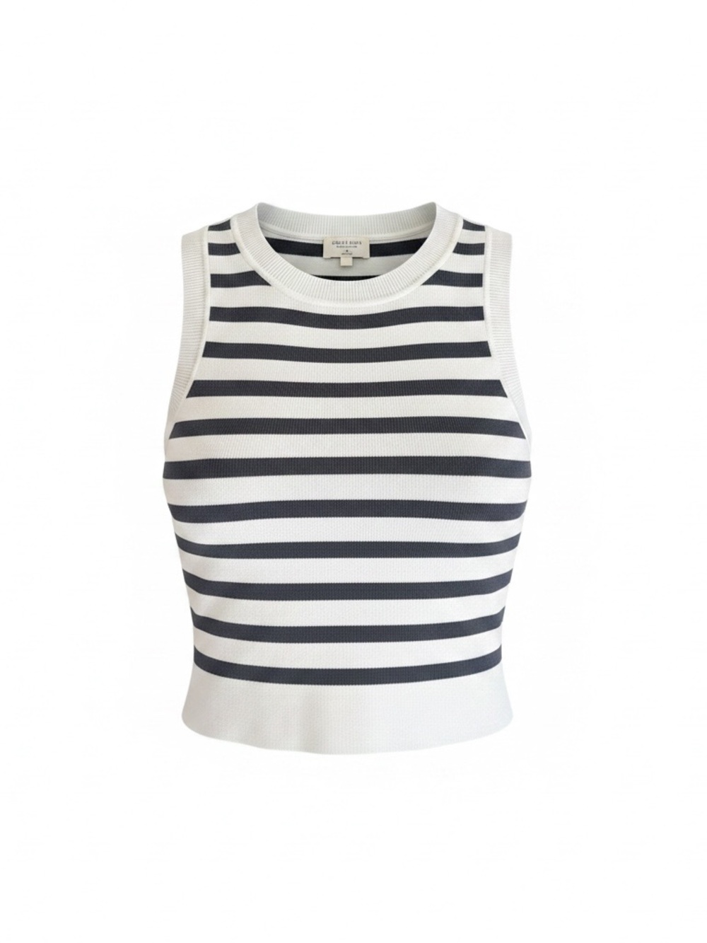 Gentle Fawn Striped Knit Tank Top in White and Navy